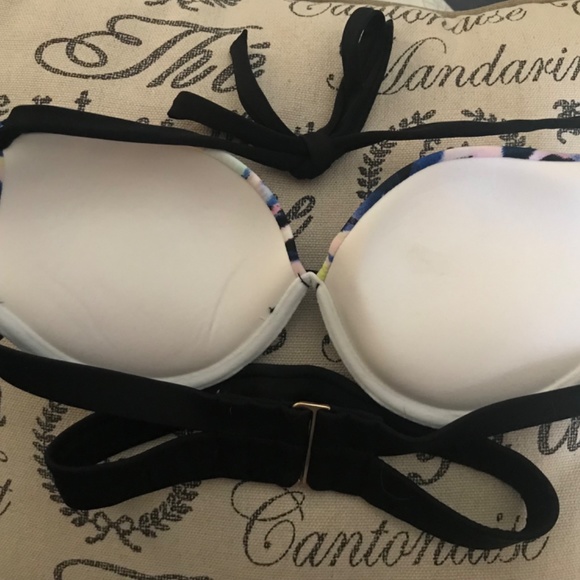 Victoria's Secret banded BIKINI DIFFUSED PALM blue yellow pink neon M - Picture 2 of 6